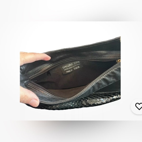 Valerie Jean Handbag Genuine Leather Black Shoulder Purse - Picture 4 of 4